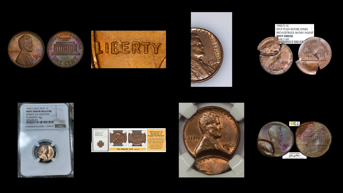 1960 Penny Errors — error coin photographs