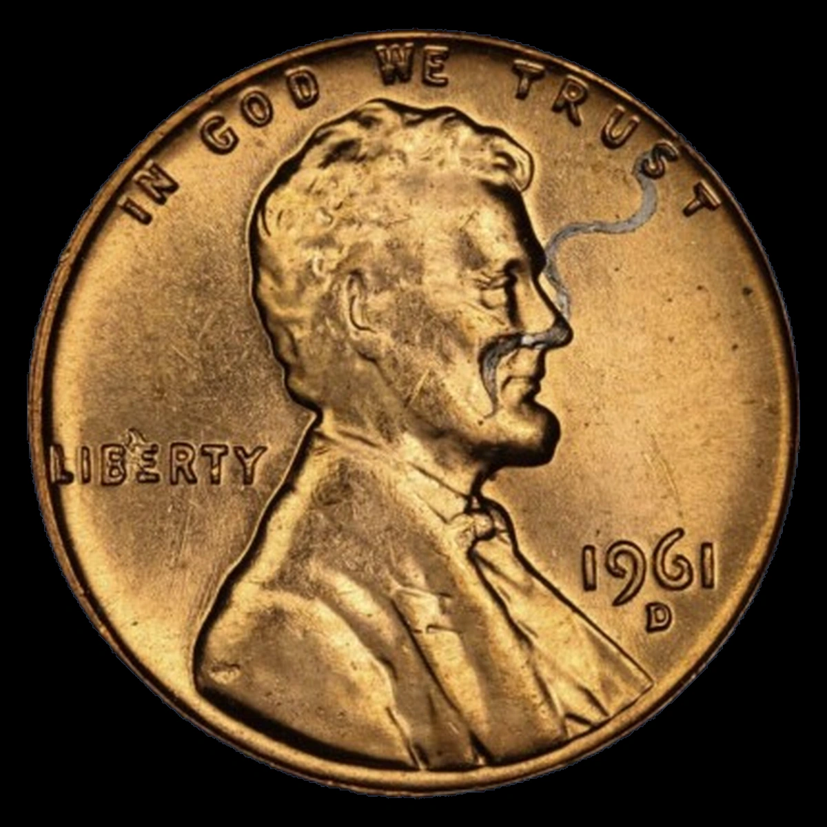 1961 Lincoln Cent (Modern): Struck Through
