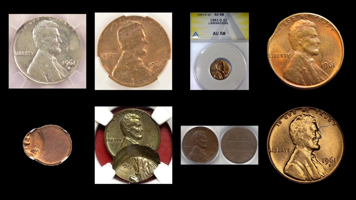 1961 Penny Errors — error coin photographs