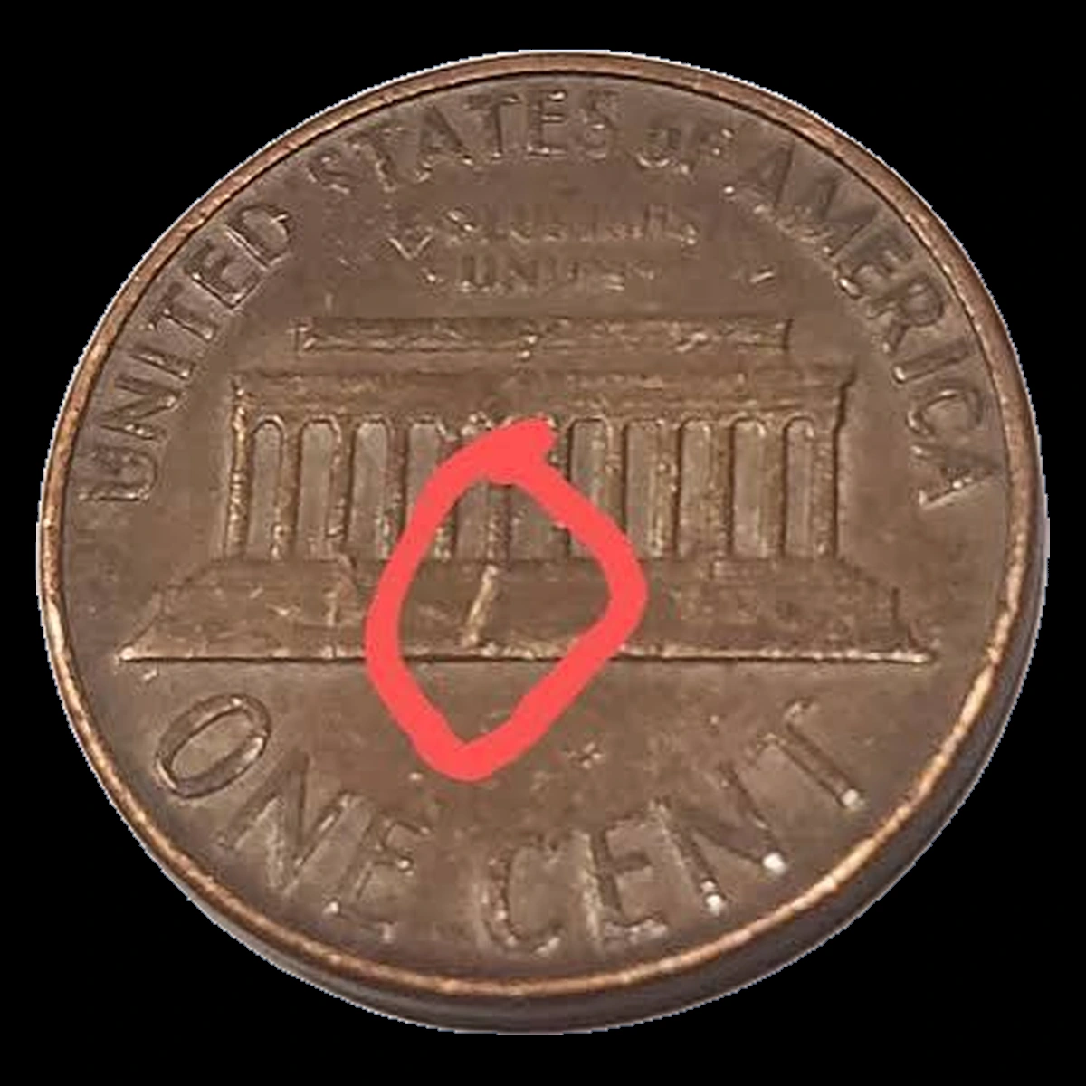 1968 Lincoln Cent (Modern): Die Crack