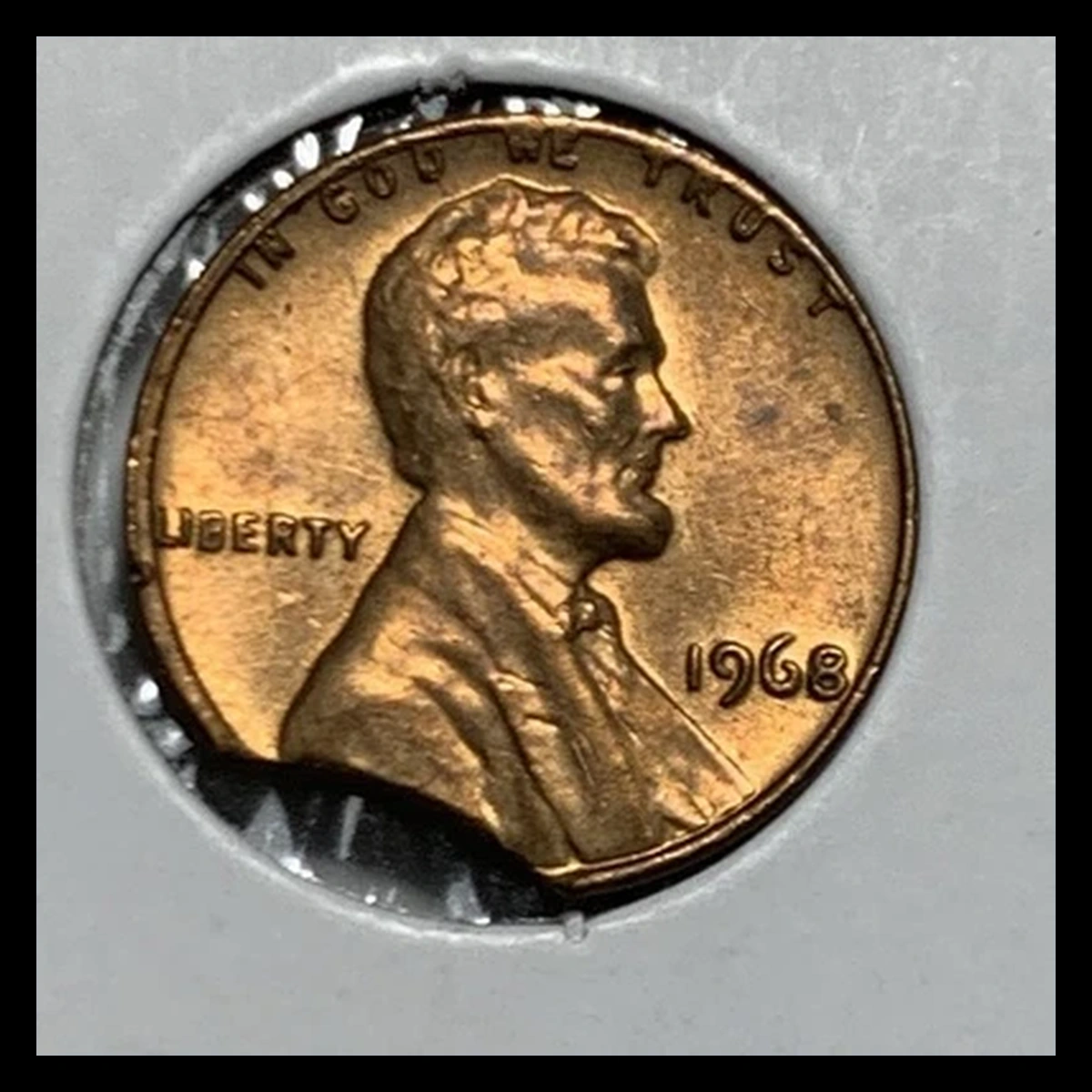 1968 Lincoln Penny: Large Curved Clip