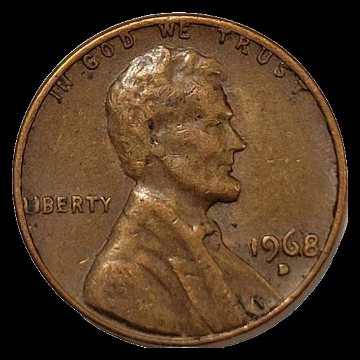 1968 Lincoln Cent (Modern): Indent