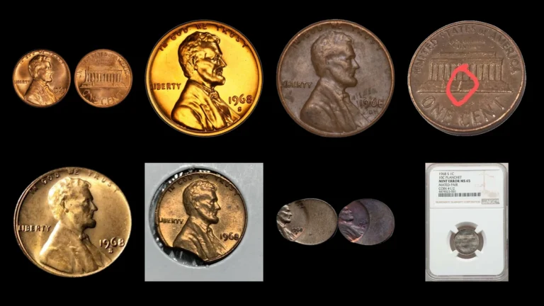 1968 Penny Errors — error coin photographs
