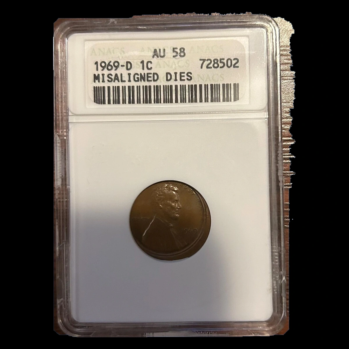 1969 Lincoln Cent (Modern): Misaligned Die