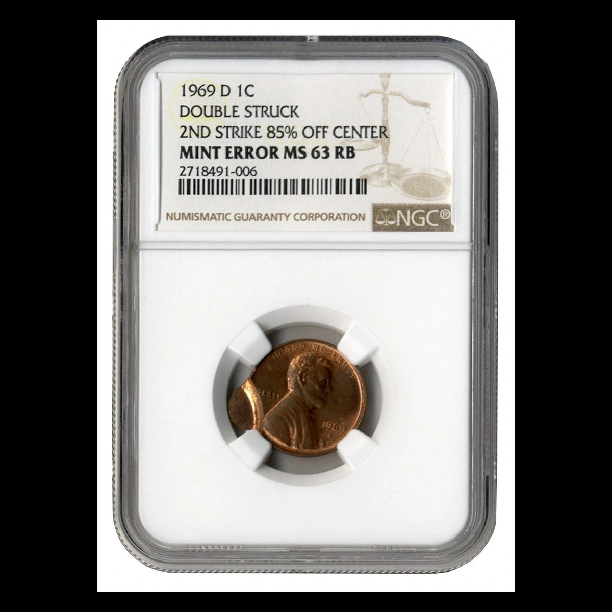 1969 Lincoln Penny: Double Strike, Both Off Center