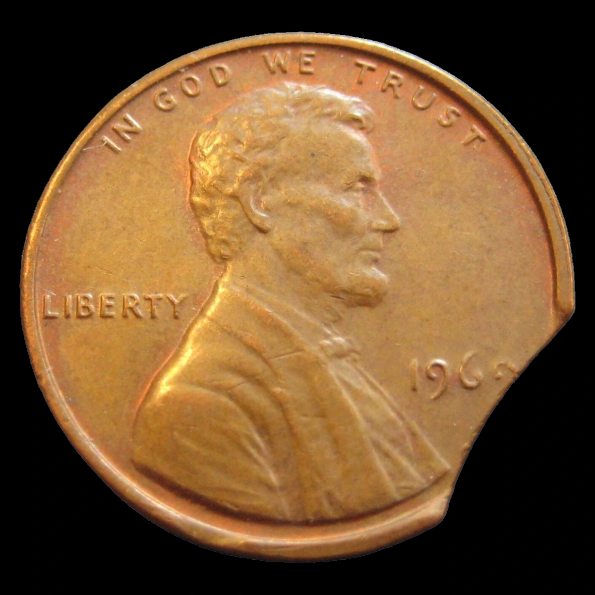 1969 Lincoln Penny: Clipped Planchet