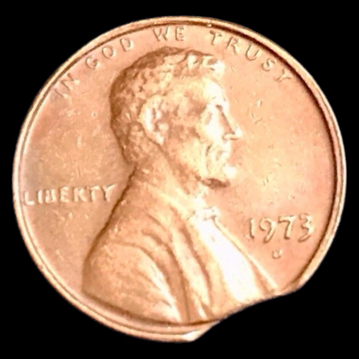 1973 Lincoln Penny: Clipped Planchet