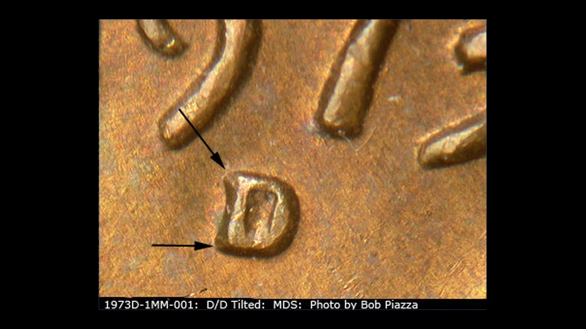1973 Lincoln Penny: Repunched Mintmark