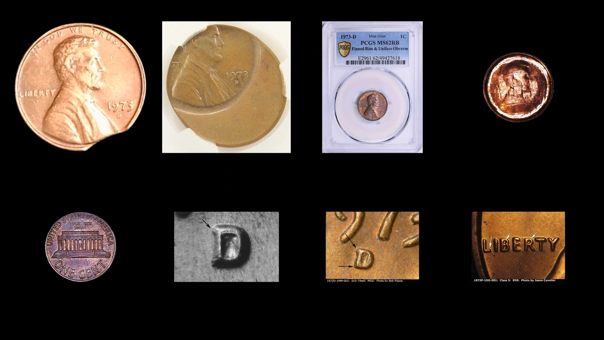 1973 Penny Errors — error coin photographs