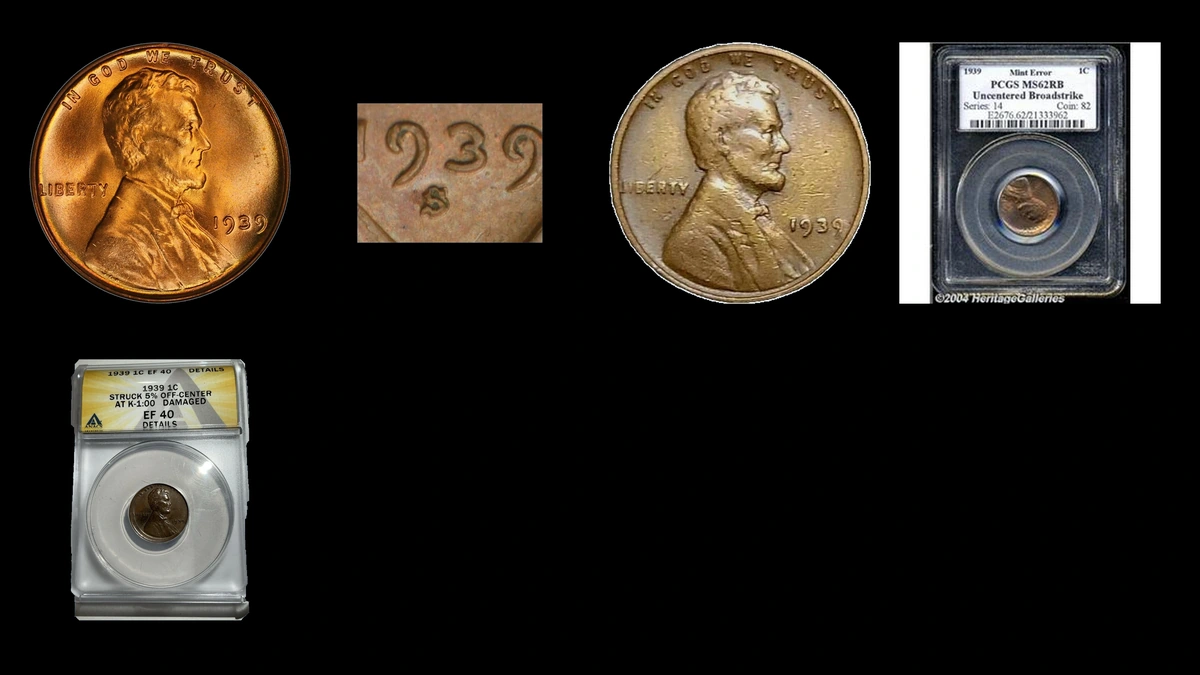 1939 Penny Errors — error coin photographs