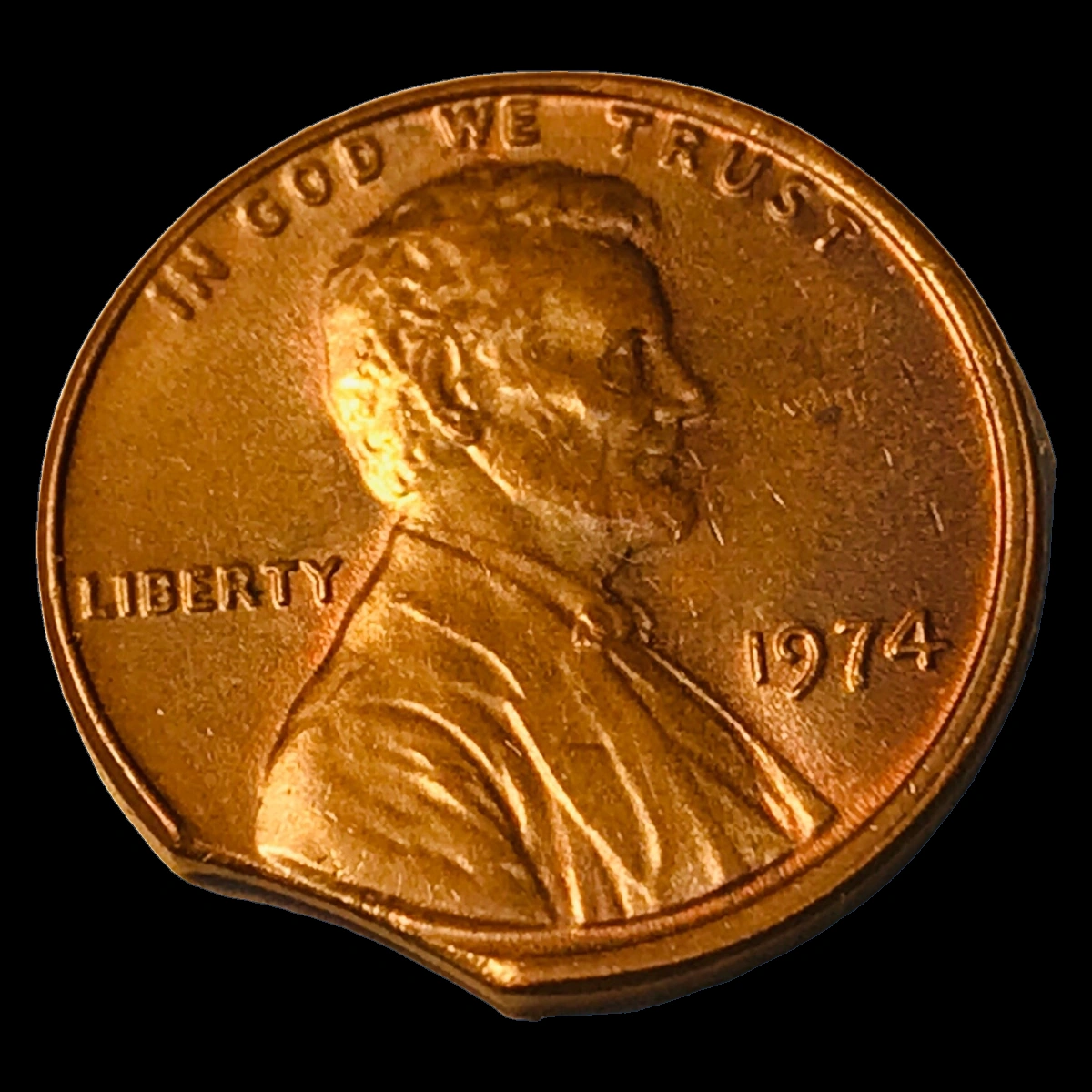 1974 Lincoln Penny: Clipped Planchet