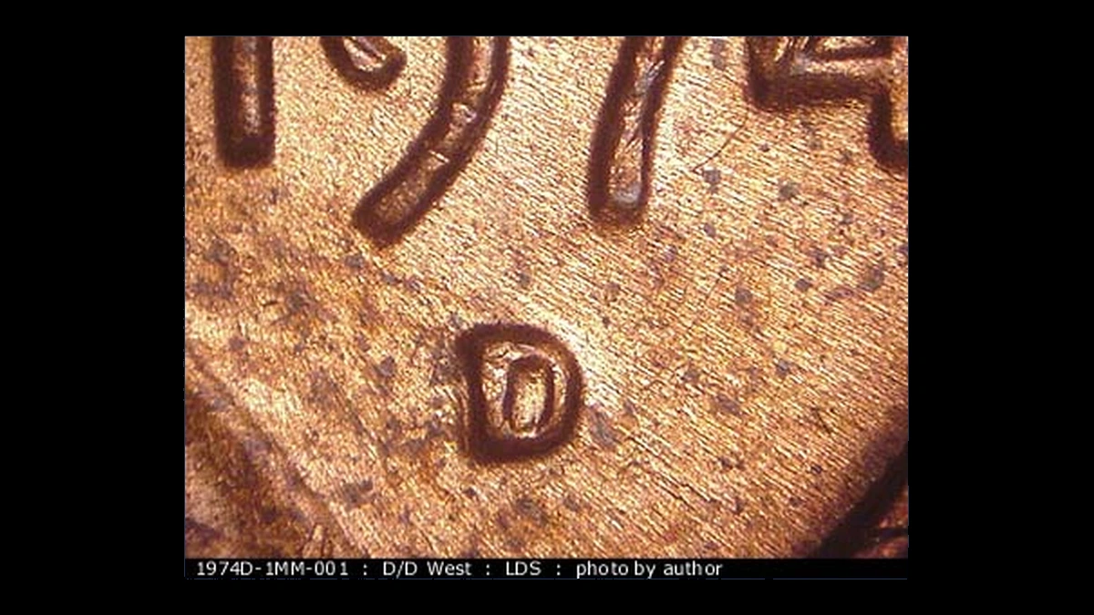 1974 Lincoln Penny: Repunched Mintmark