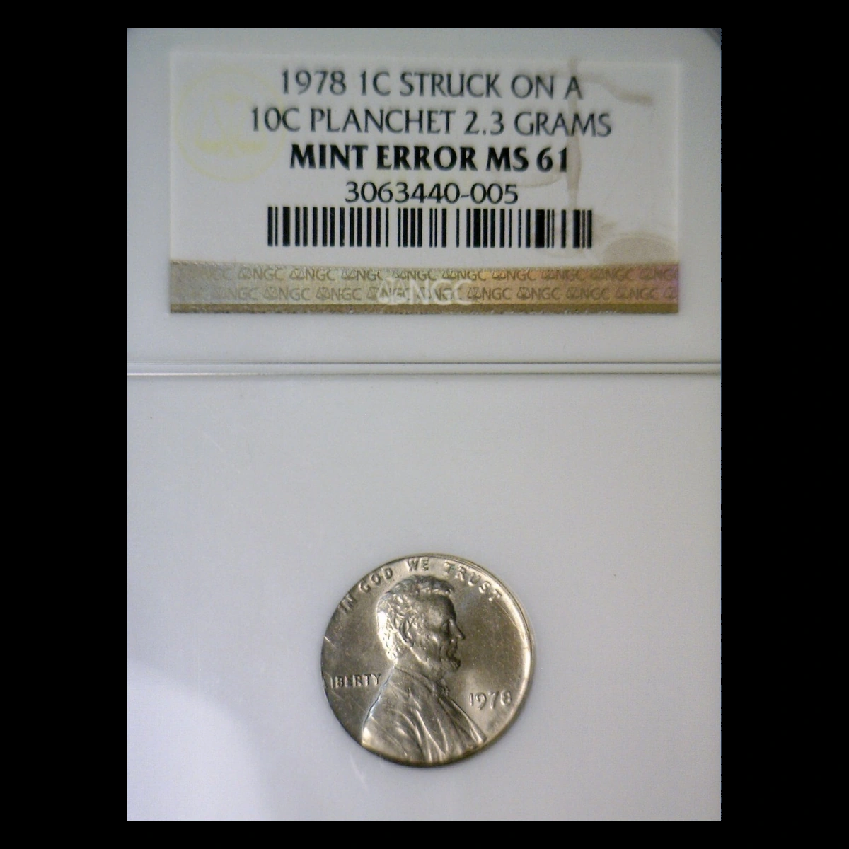 1978 Lincoln Penny: Struck on a Clad Dime Blank