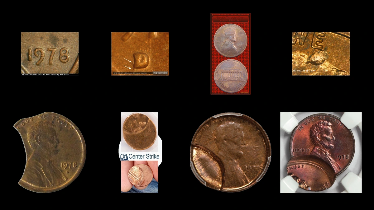 1978 Penny Errors — error coin photographs