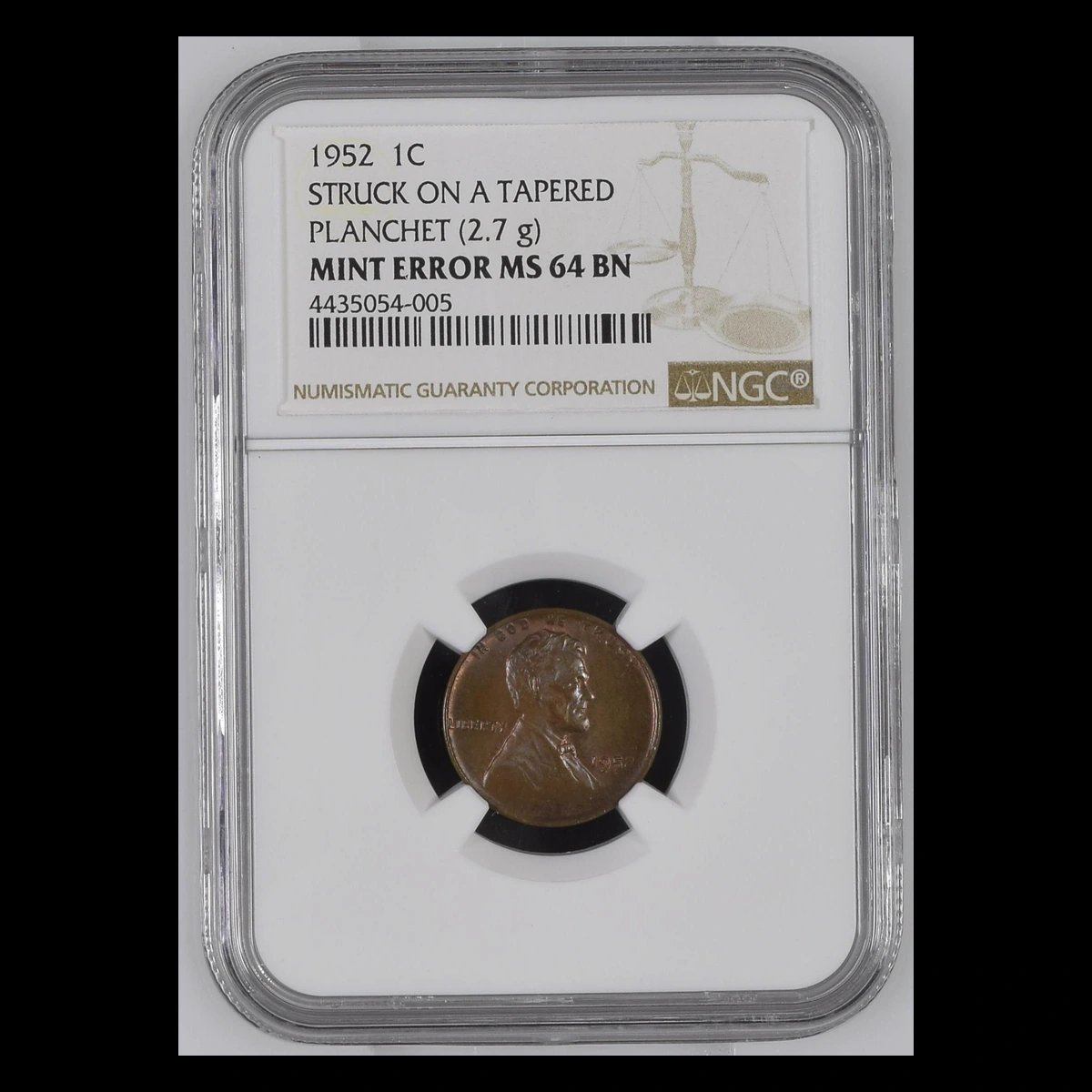 1952 Lincoln Cent (Wheat Reverse): tapered blank