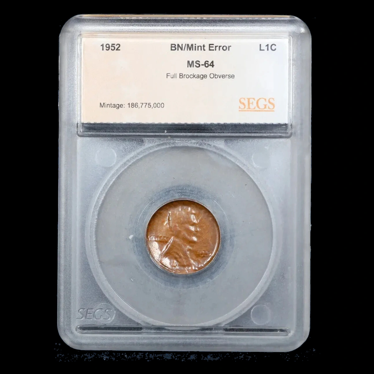 1952 Wheat Penny: Brockage