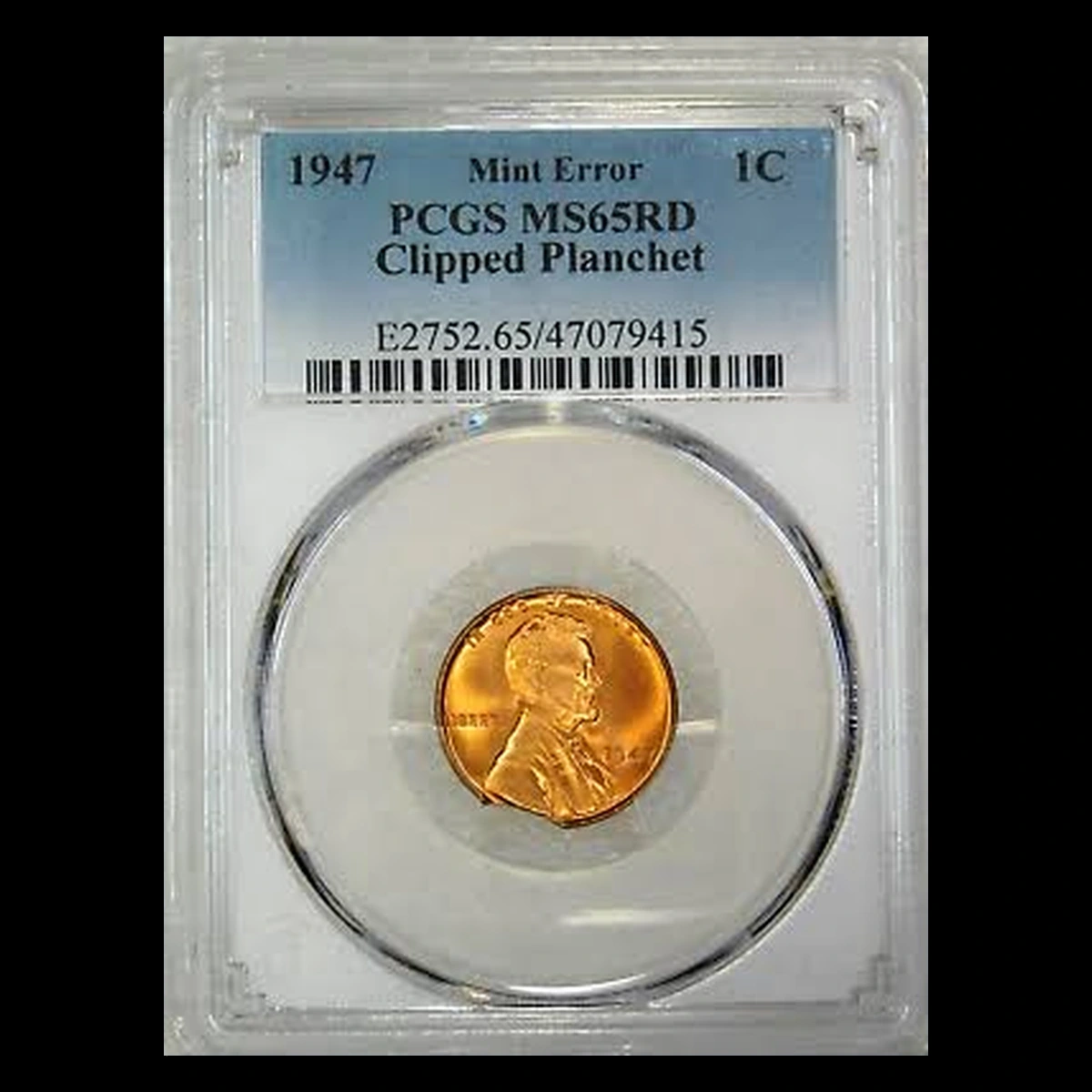 1947 Lincoln Cent (Wheat Reverse): Clipped Planchet