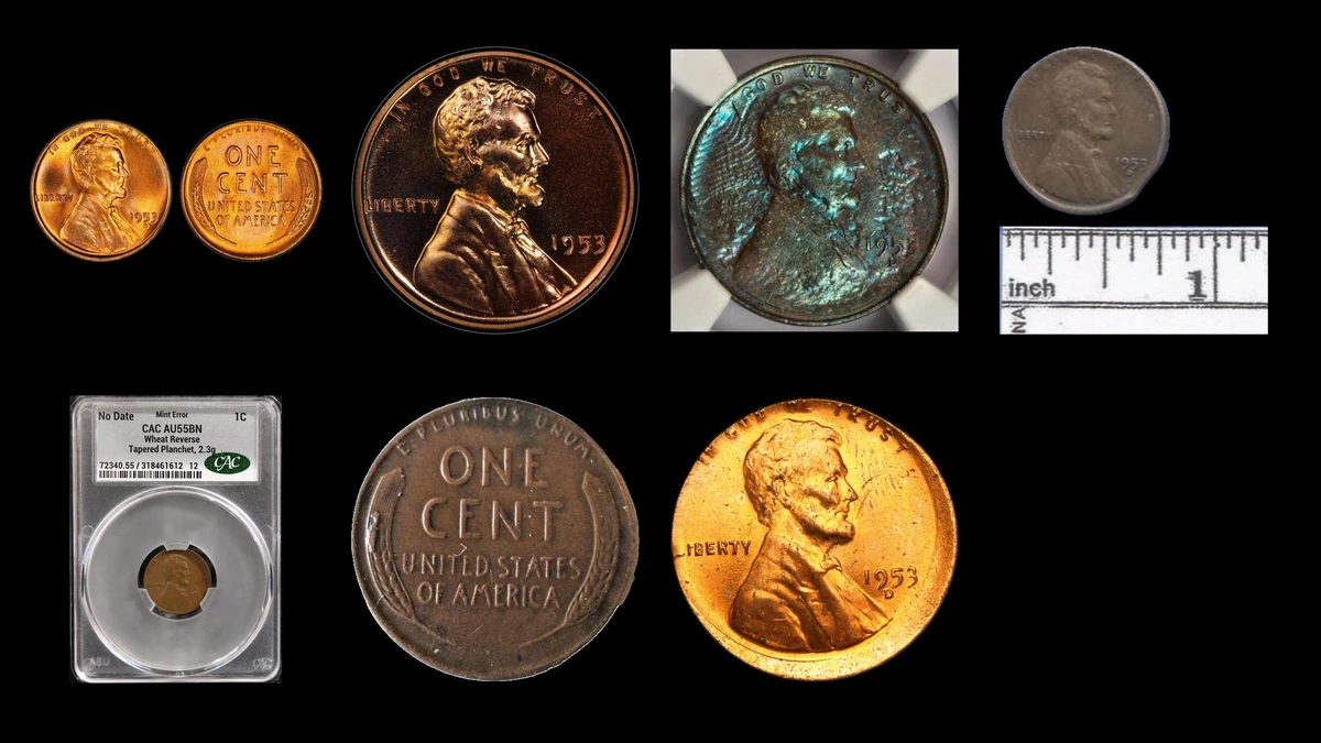 1953 Penny Errors — error coin photographs