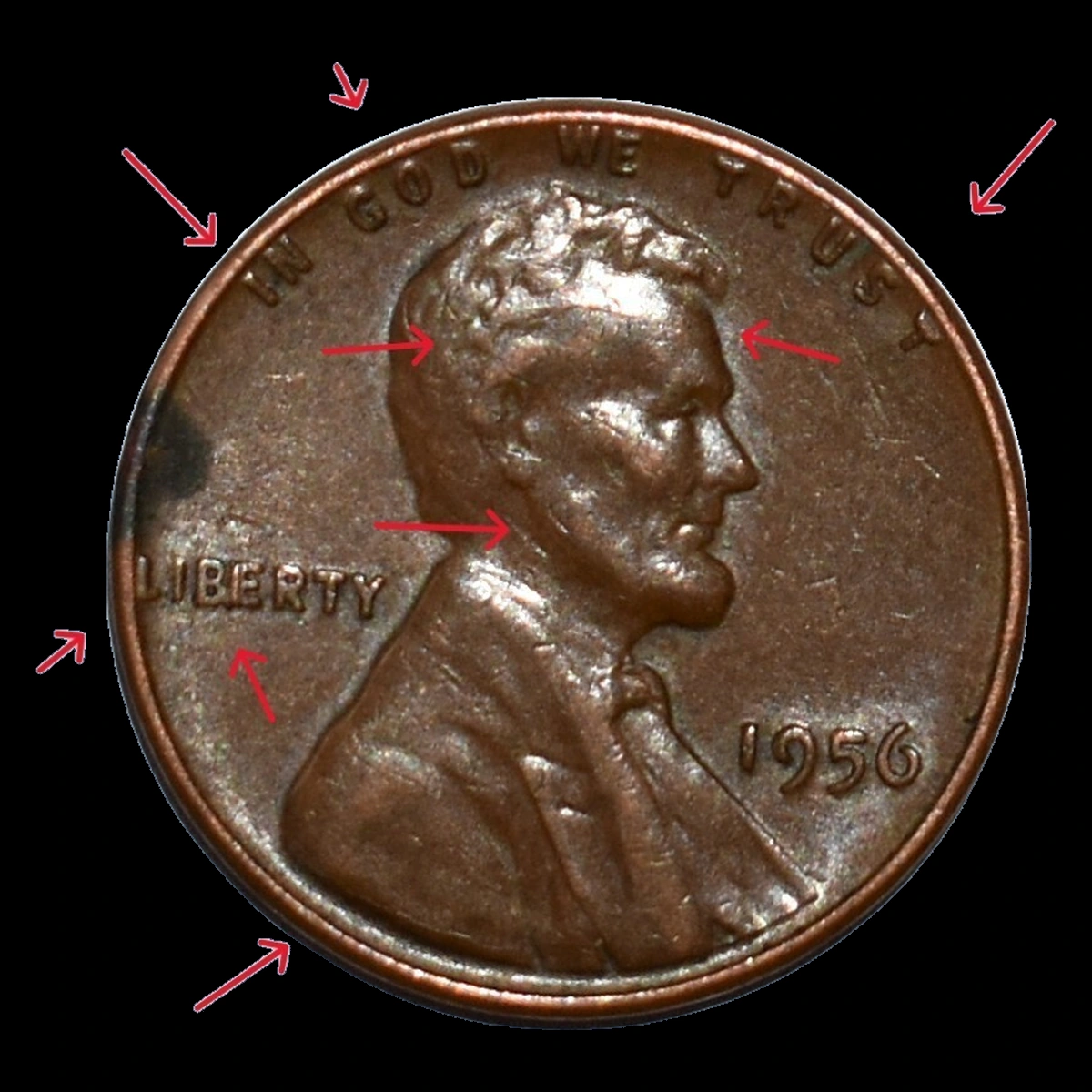 1956 Wheat Penny: BIE Die Break