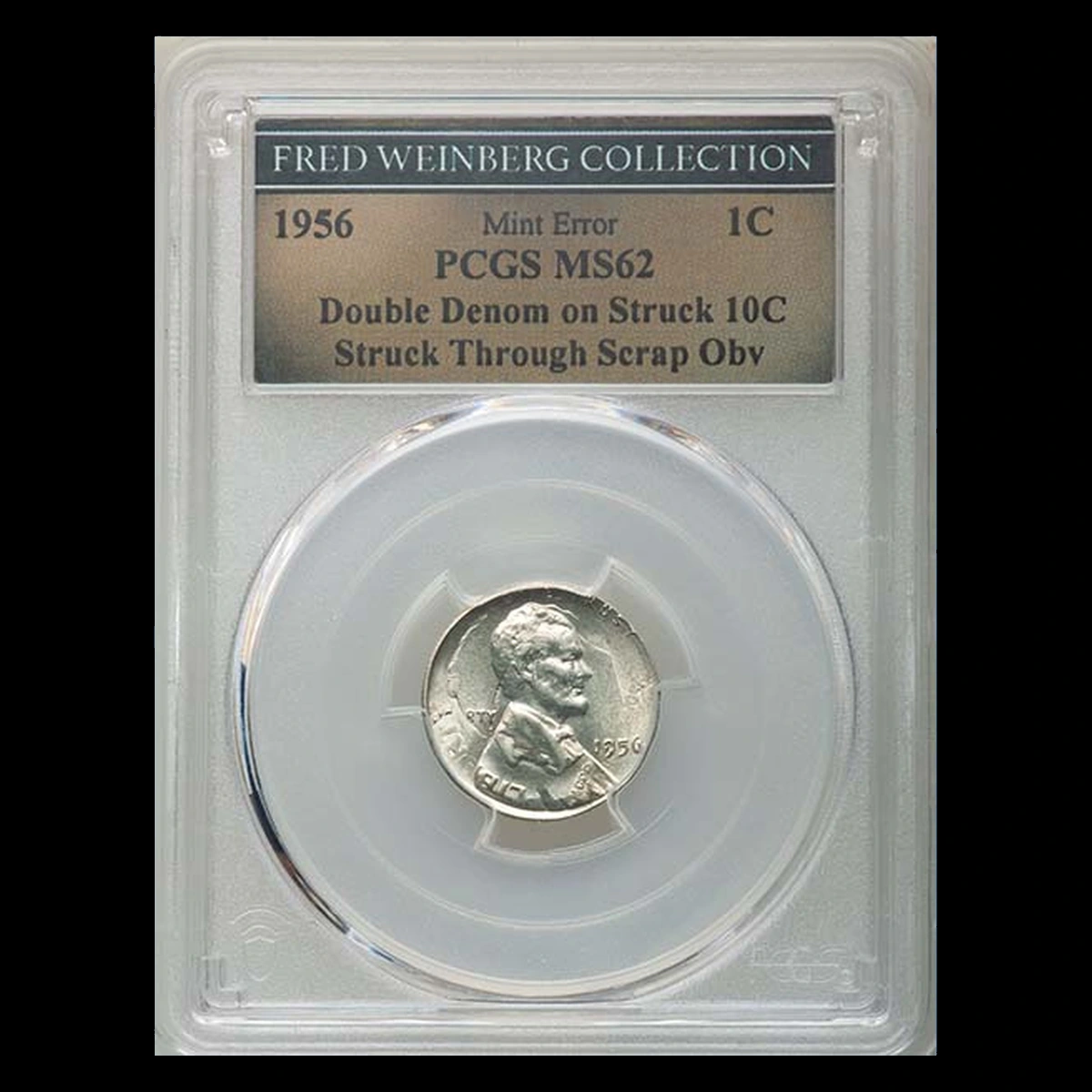 1956 Lincoln Cent (Wheat Reverse): Overstrike / Double Denomination