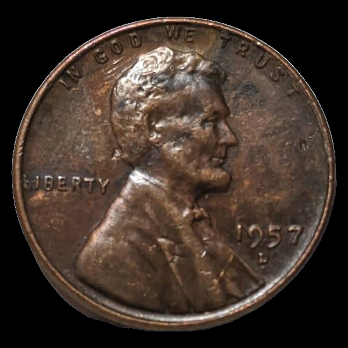 1957 Lincoln Cent (Wheat Reverse): Struck Through