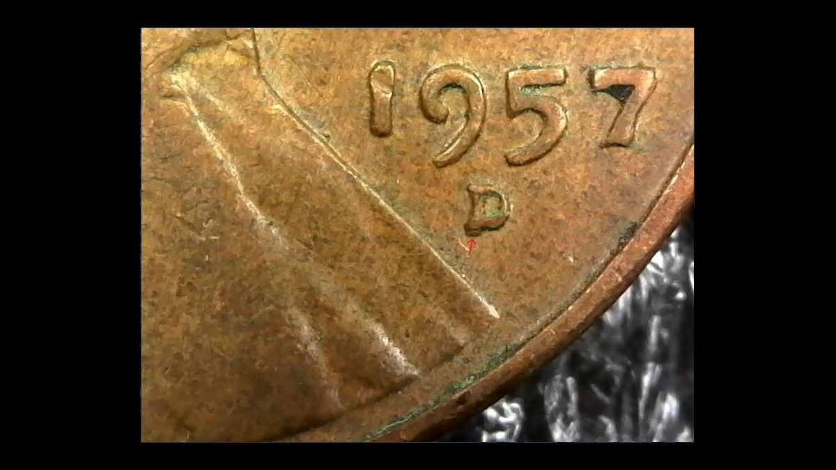 1957 Wheat Penny: Repunched Mintmark