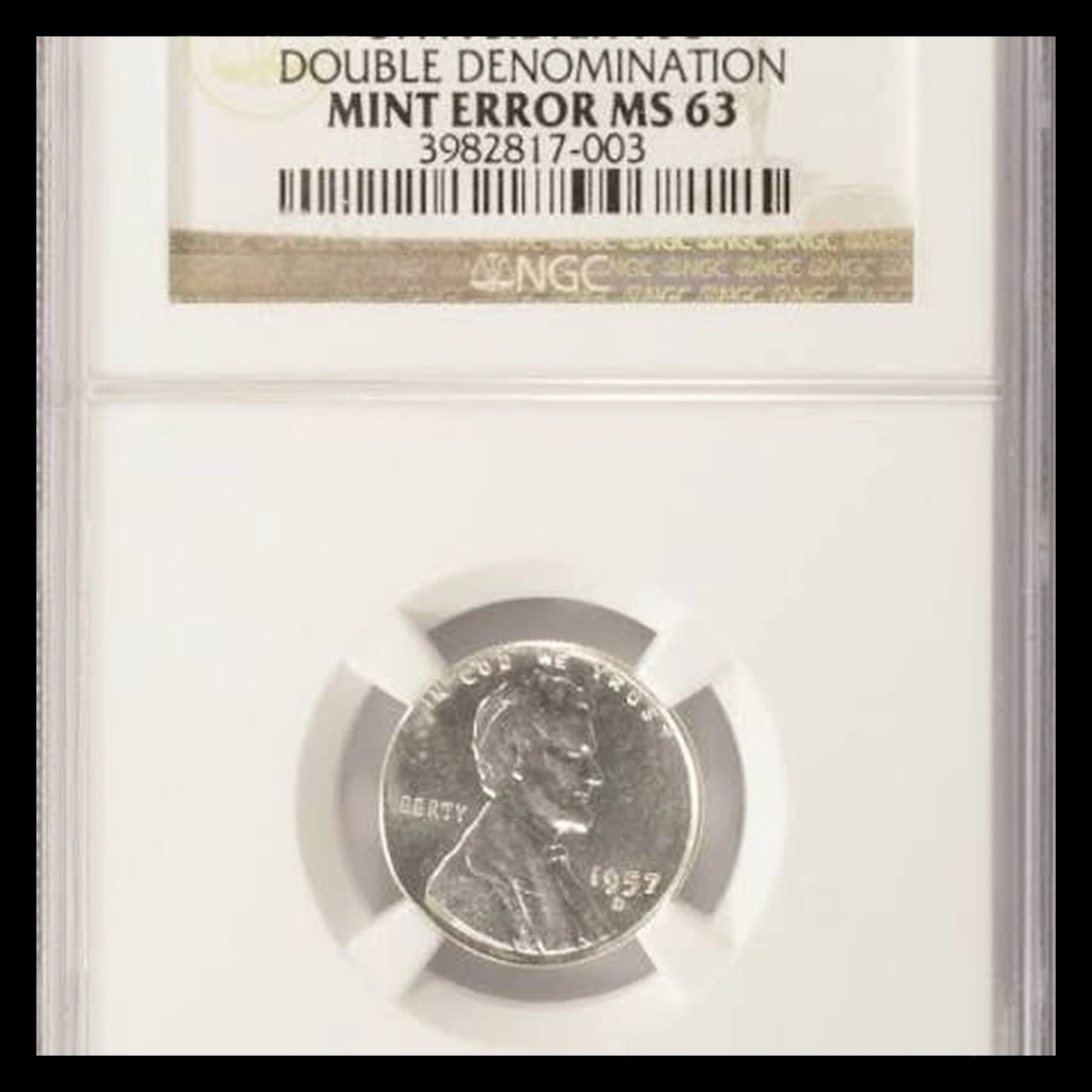 1957 Lincoln Cent (Wheat Reverse): Overstrike / Double Denomination