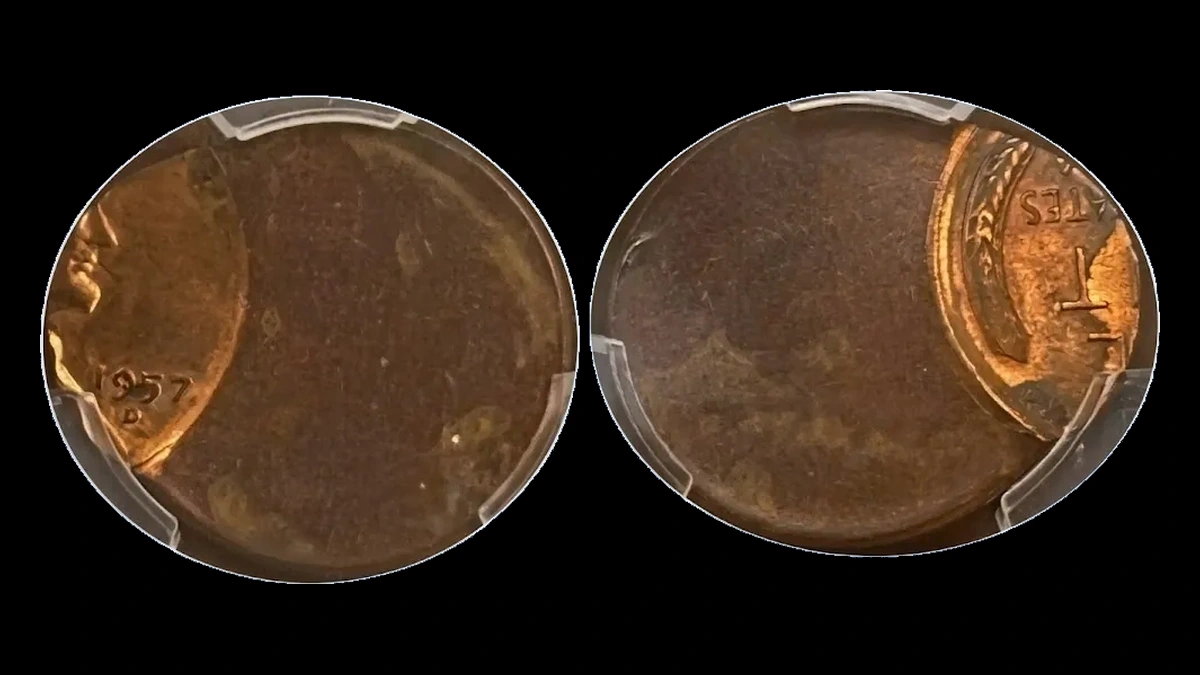 1957 Wheat Penny: Off-Center Strike