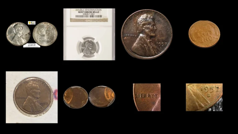 1957 Penny Errors — error coin photographs