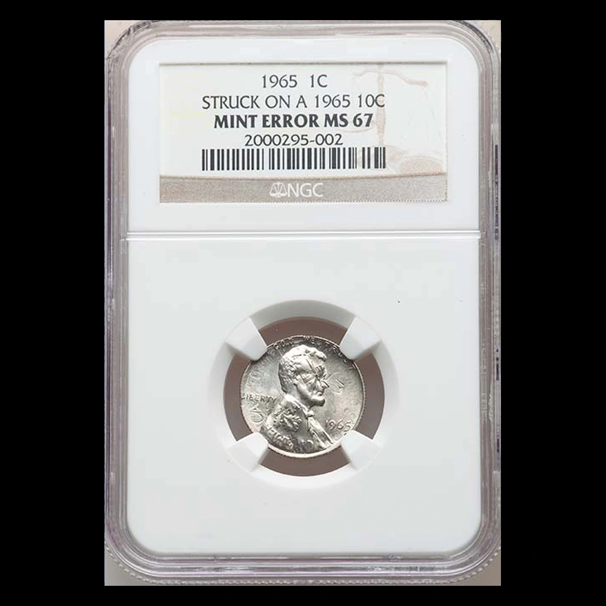 1965 Lincoln Cent (Modern): Overstrike / Double Denomination