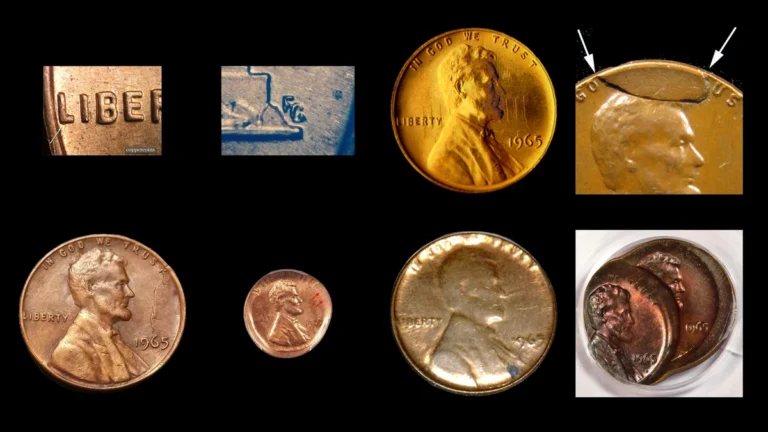 1965 Penny Errors — error coin photographs