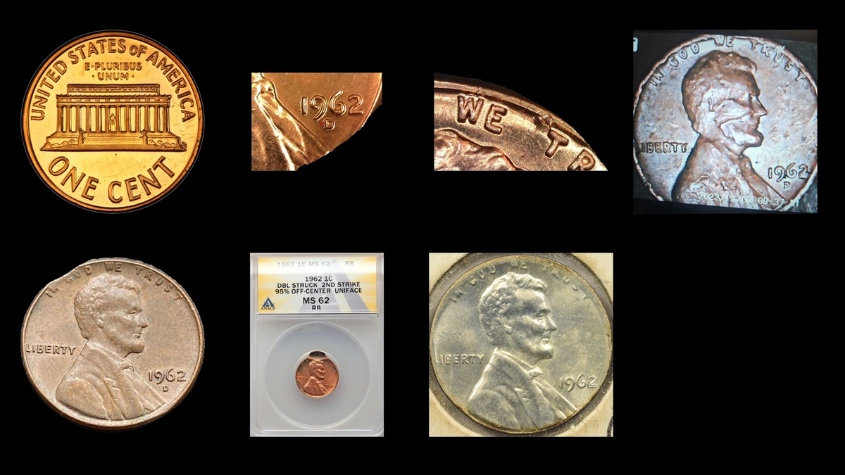 1962 Penny Errors — error coin photographs