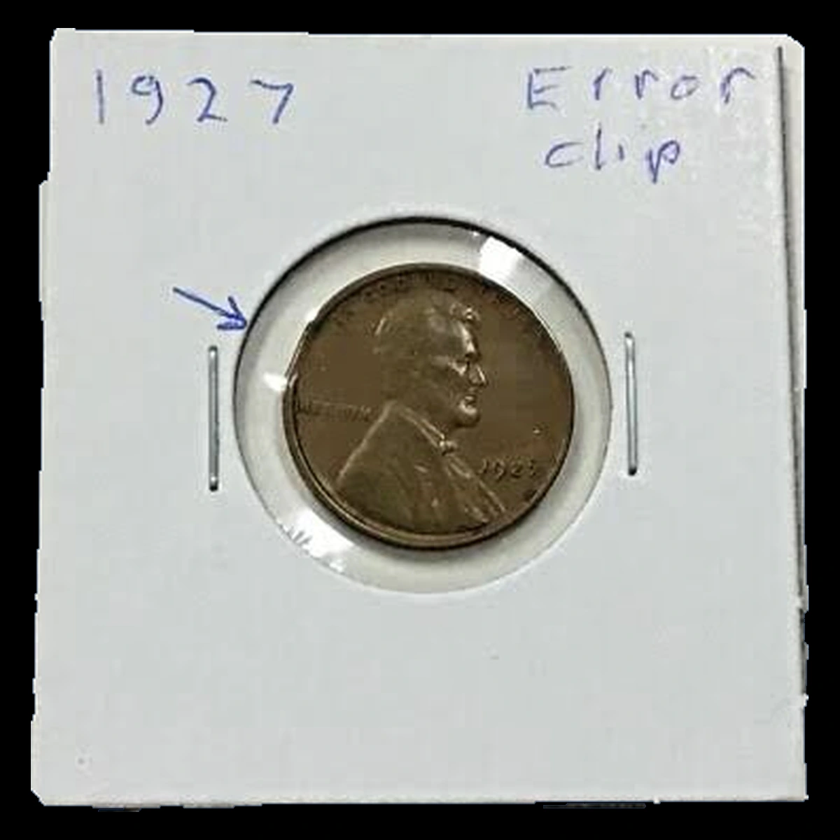 1927 Lincoln Cent (Wheat Reverse): Clipped Planchet