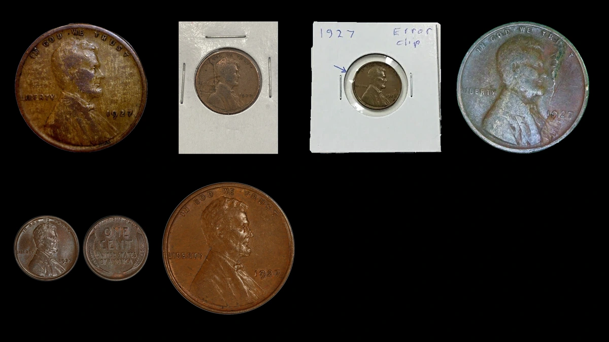 1927 Penny Errors — error coin photographs