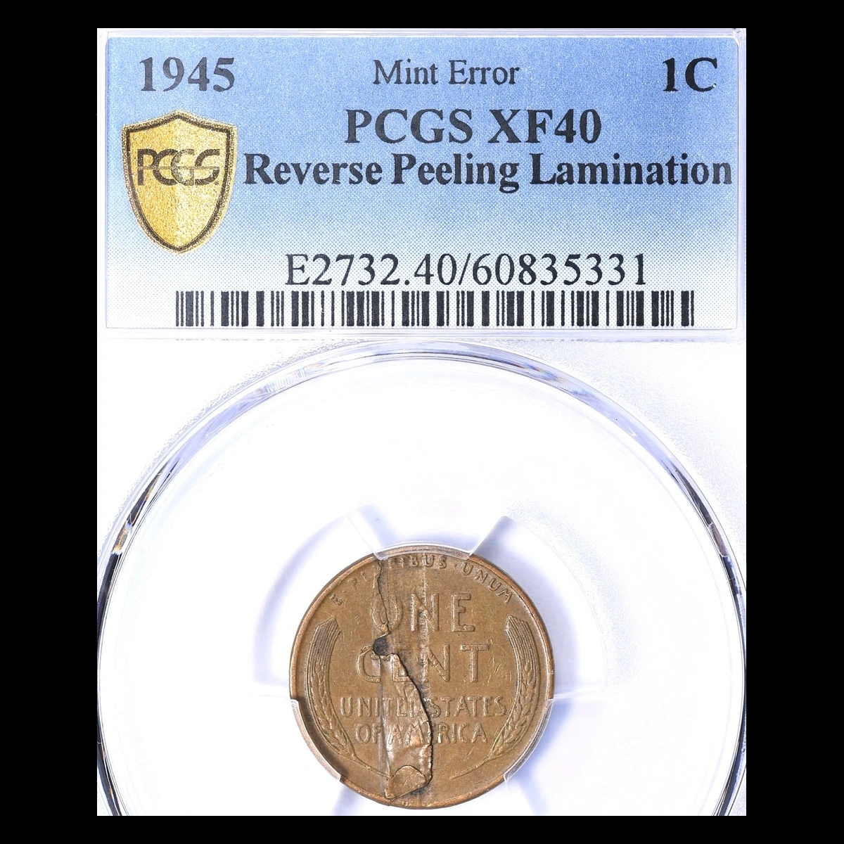 1945 Wheat Penny: Lamination / Split Planchet