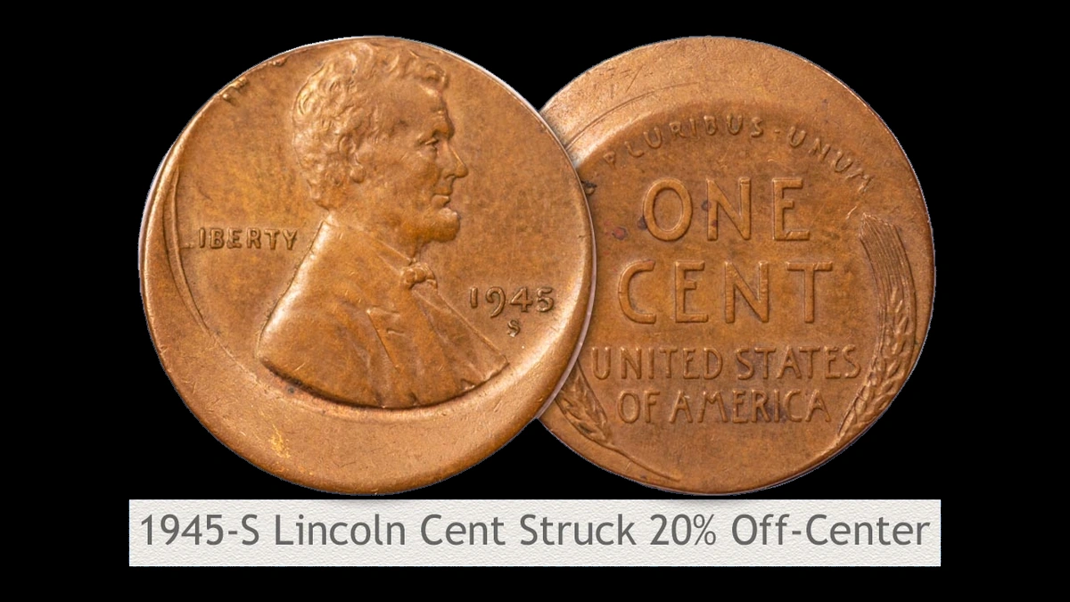 1945 Wheat Penny: Off-Center Strike