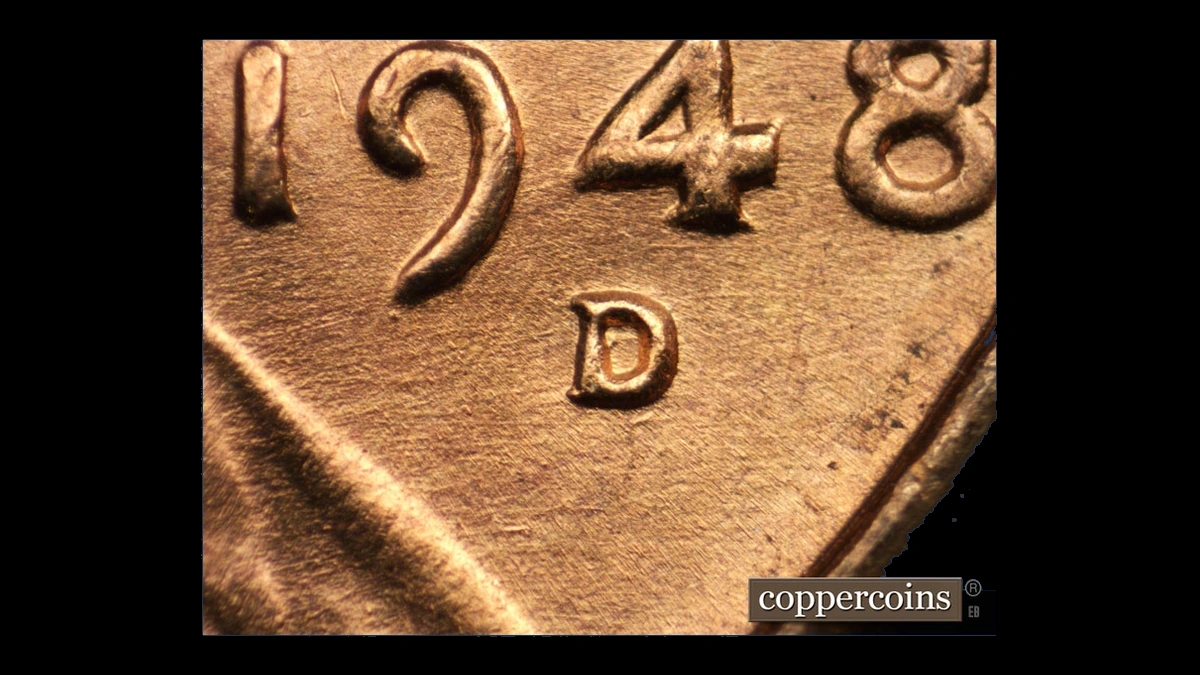 1948 Wheat Penny: Repunched Mintmark