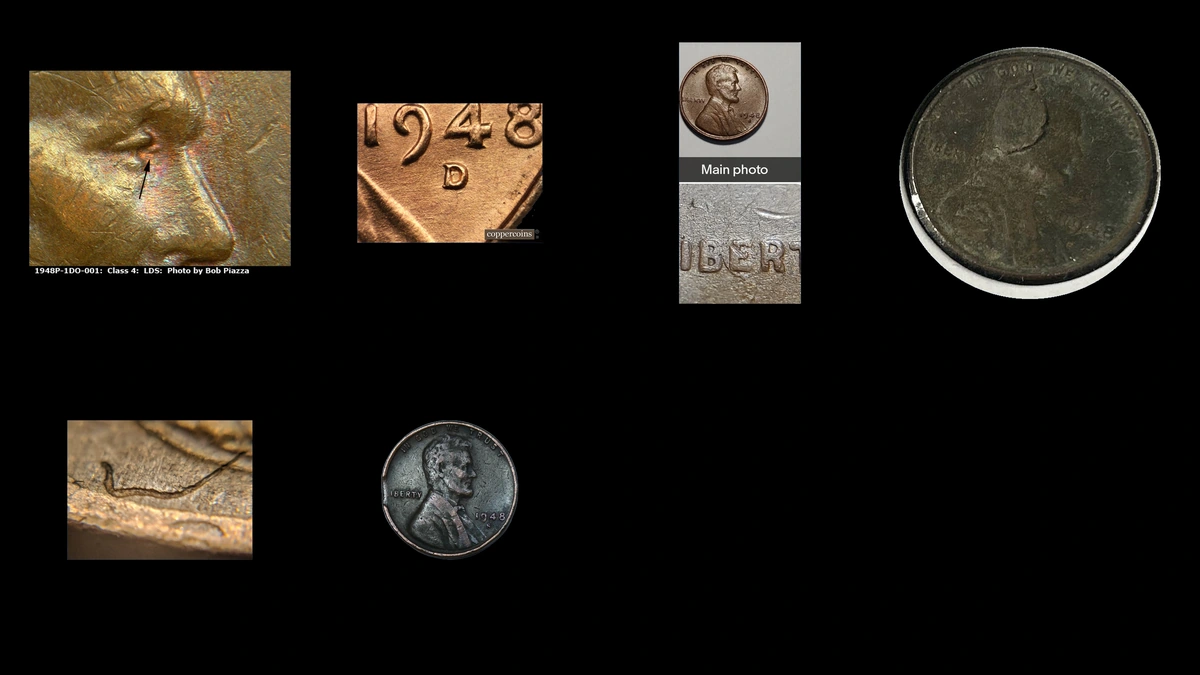 1948 Penny Errors — error coin photographs