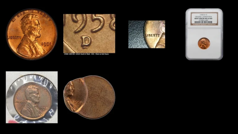 1958 Penny Errors — error coin photographs