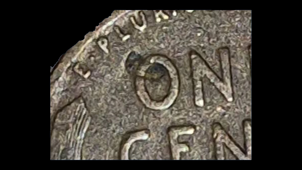1919 Lincoln Cent (Wheat Reverse): reverse strike-through