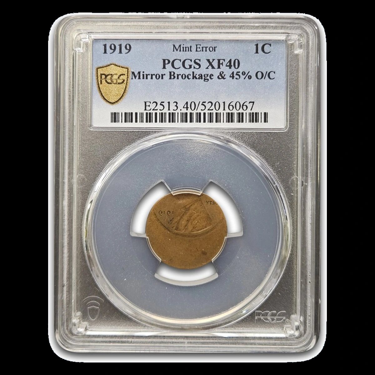 1919 Lincoln Cent (Wheat Reverse): Brockage