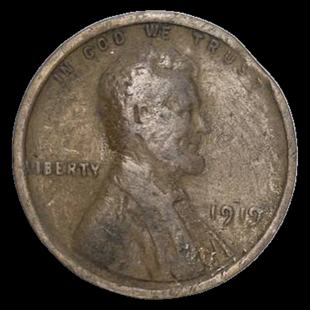 1919 Lincoln Cent (Wheat Reverse): Clipped Planchet