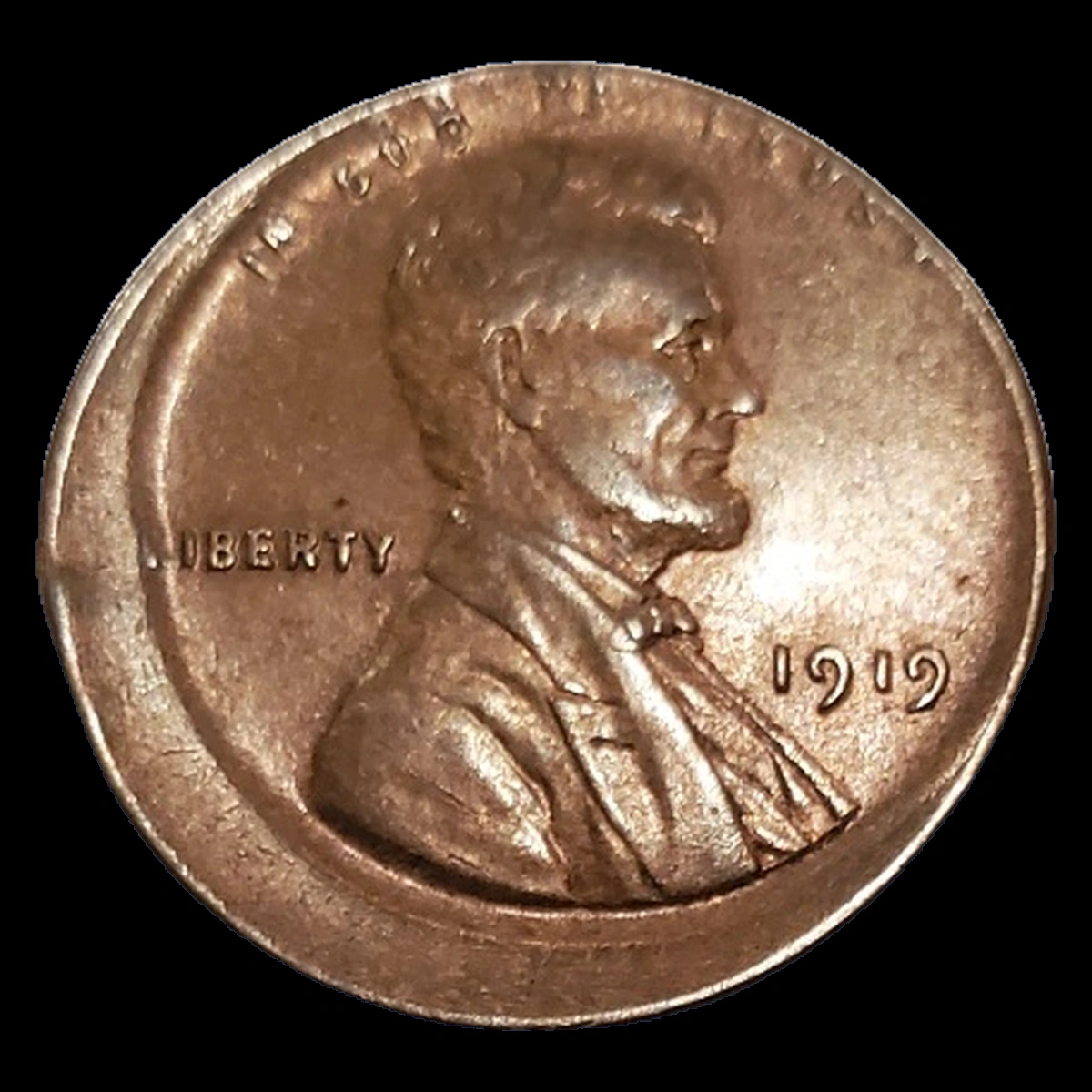 1919 Wheat Penny: Off-Center Strike
