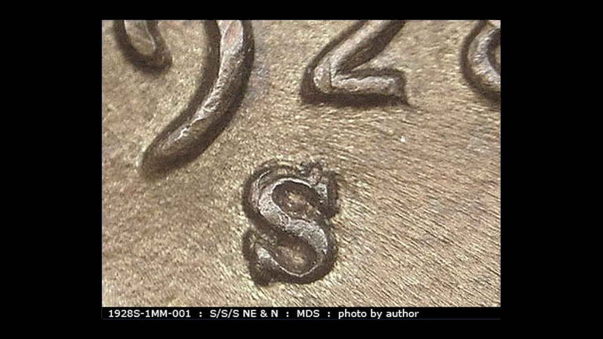 1928 Wheat Penny: Repunched Mintmark