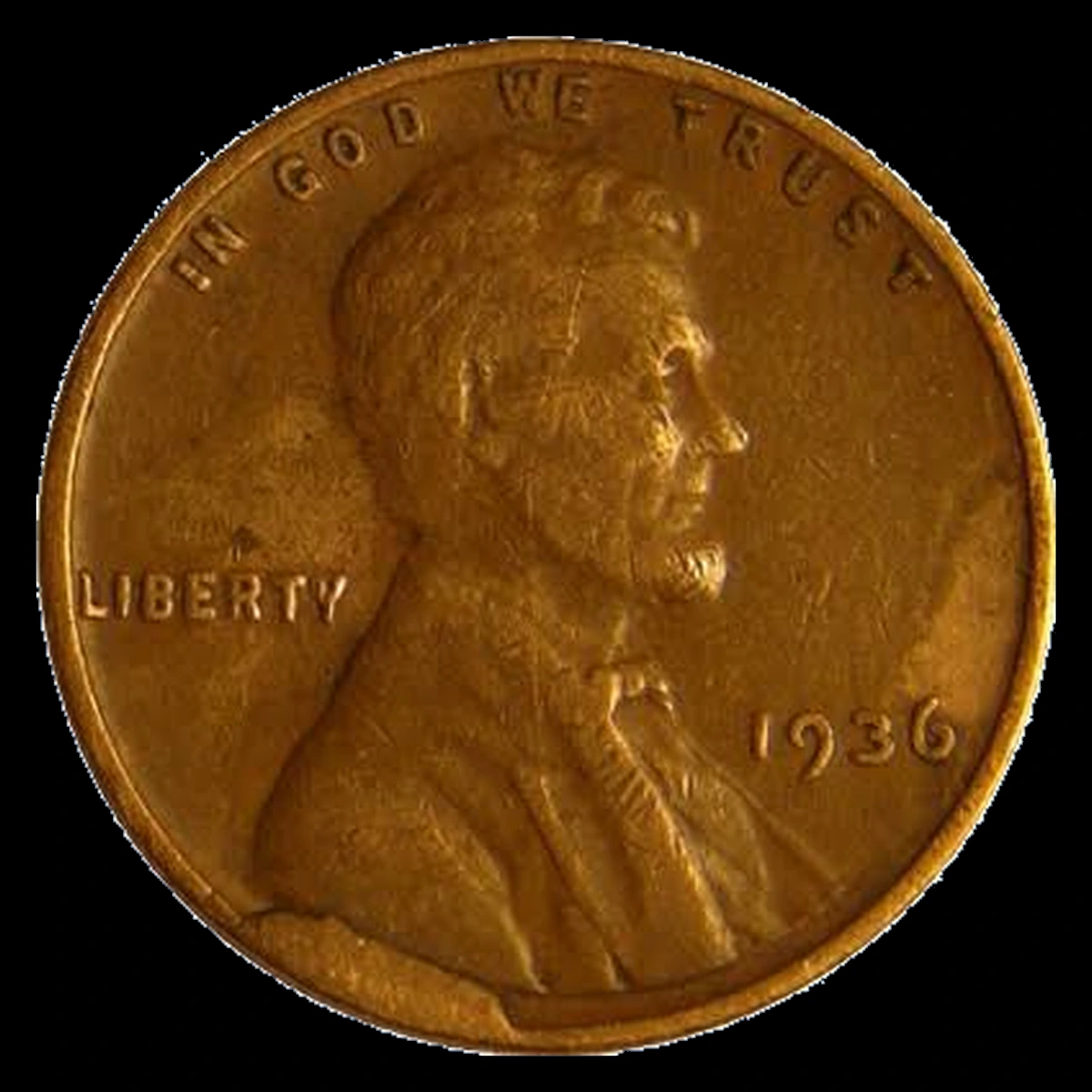 1936 Wheat Penny: Die Break / Cud