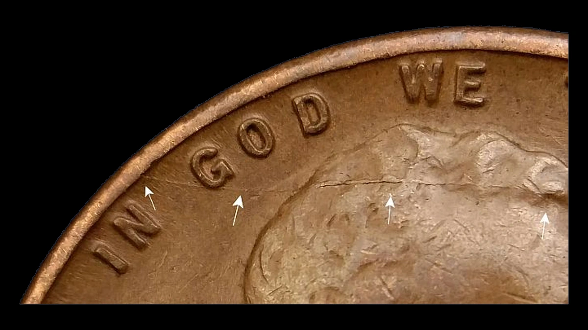 1940 Wheat Penny: Die Crack / Die Chip