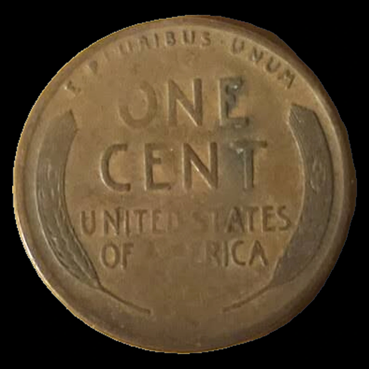 1940 Lincoln Cent (Wheat Reverse): grease-filled reverse lettering