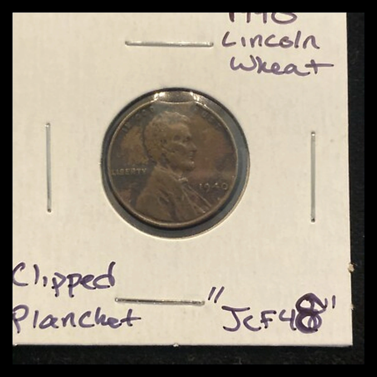 1940 Wheat Penny: Clipped Planchet