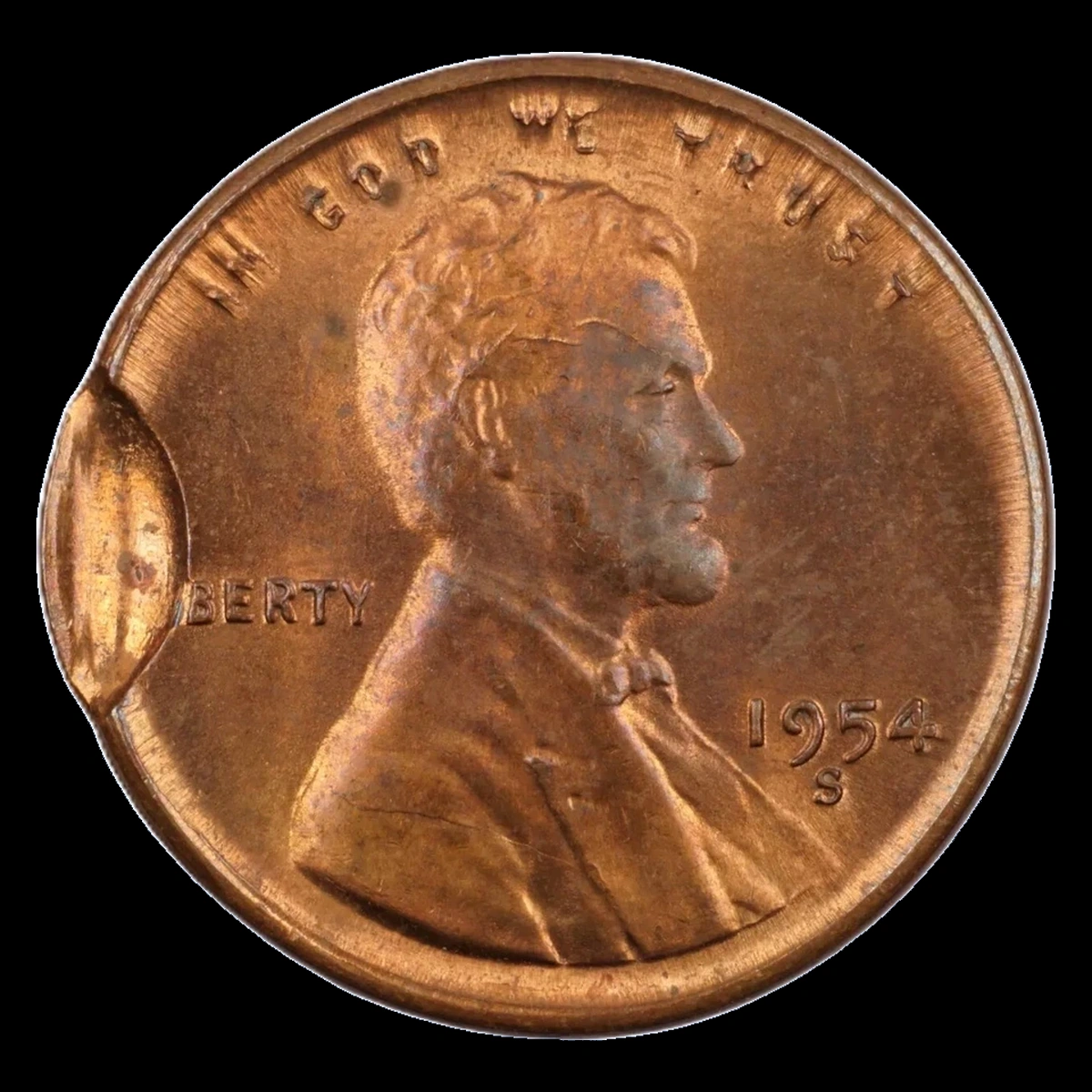 1954 Lincoln Cent (Wheat Reverse): broadstrike