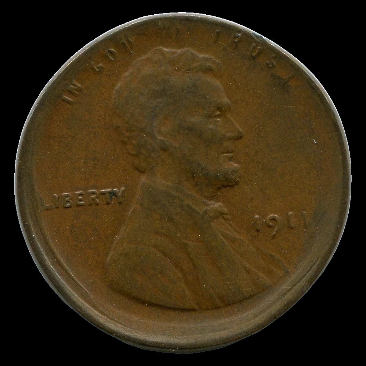 1911 Lincoln Cent (Wheat Reverse): off-center strike